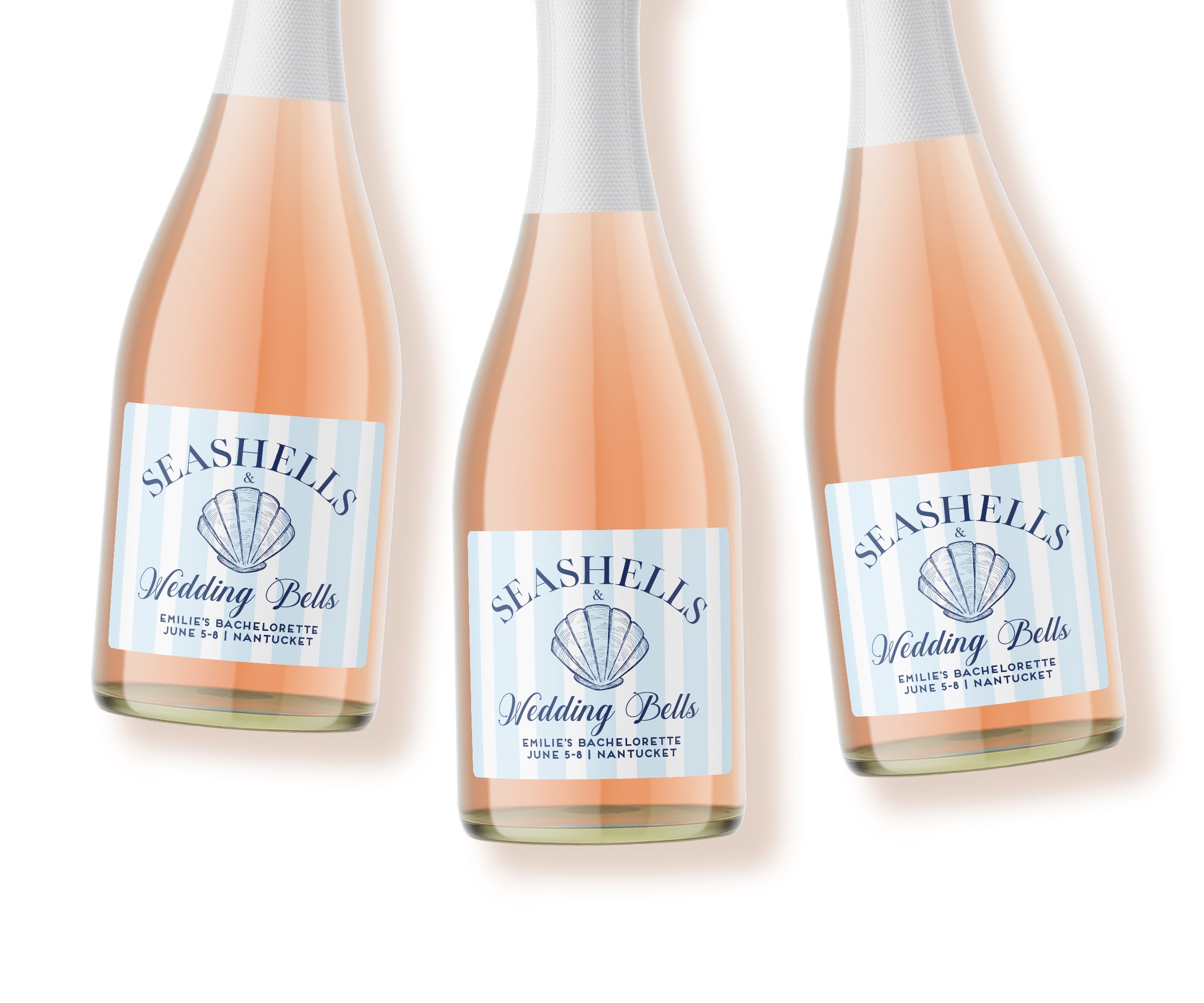 Champagne Labels – Seashells & Wedding Bells