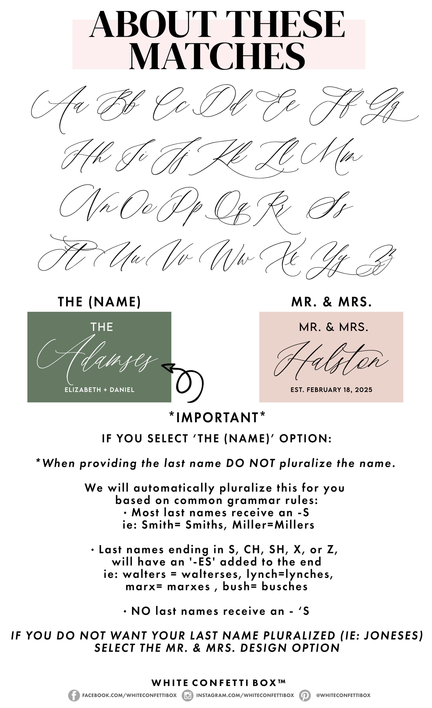Matches – Mr. & Mrs. Last Name