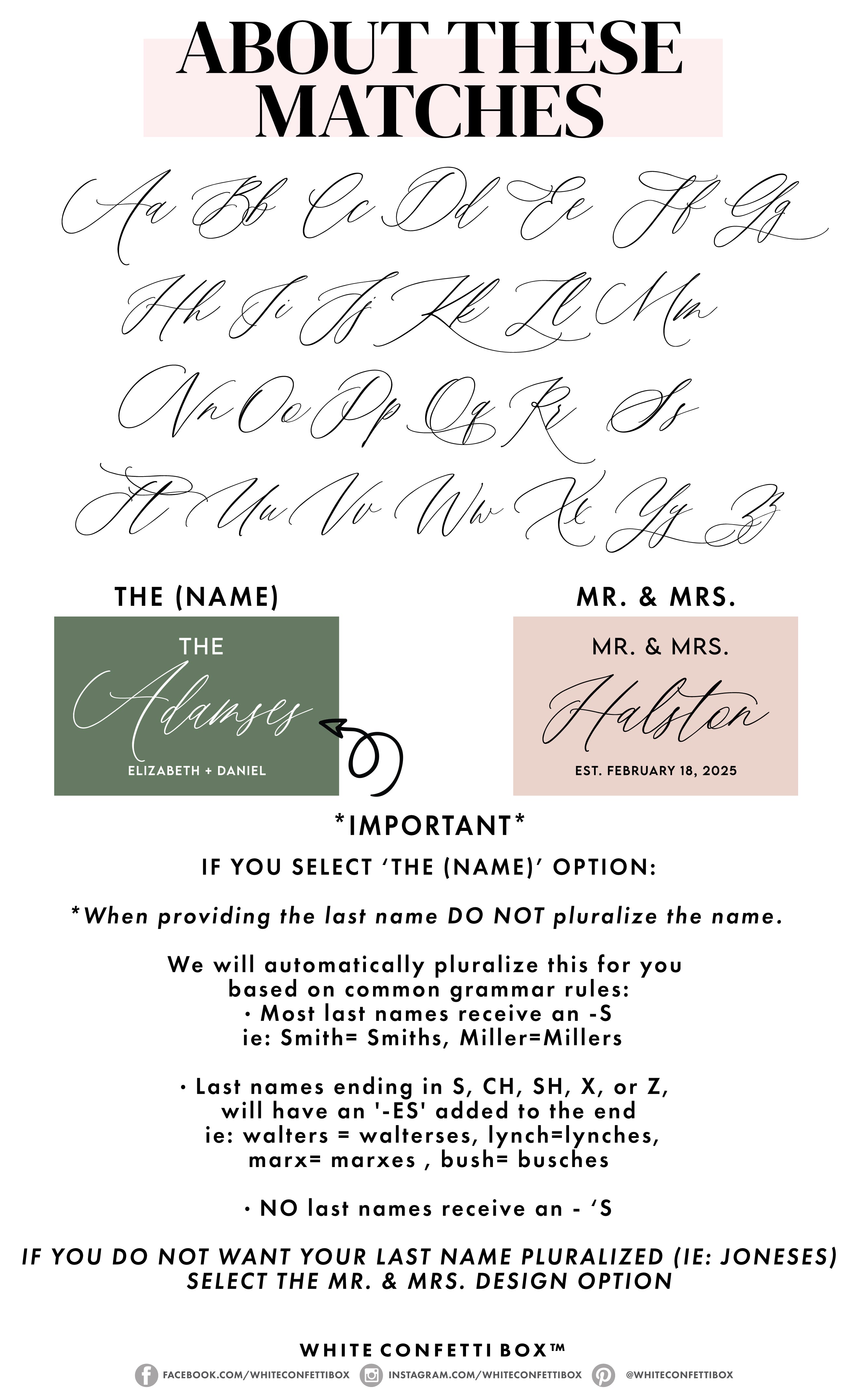 Matches – Mr. & Mrs. Last Name