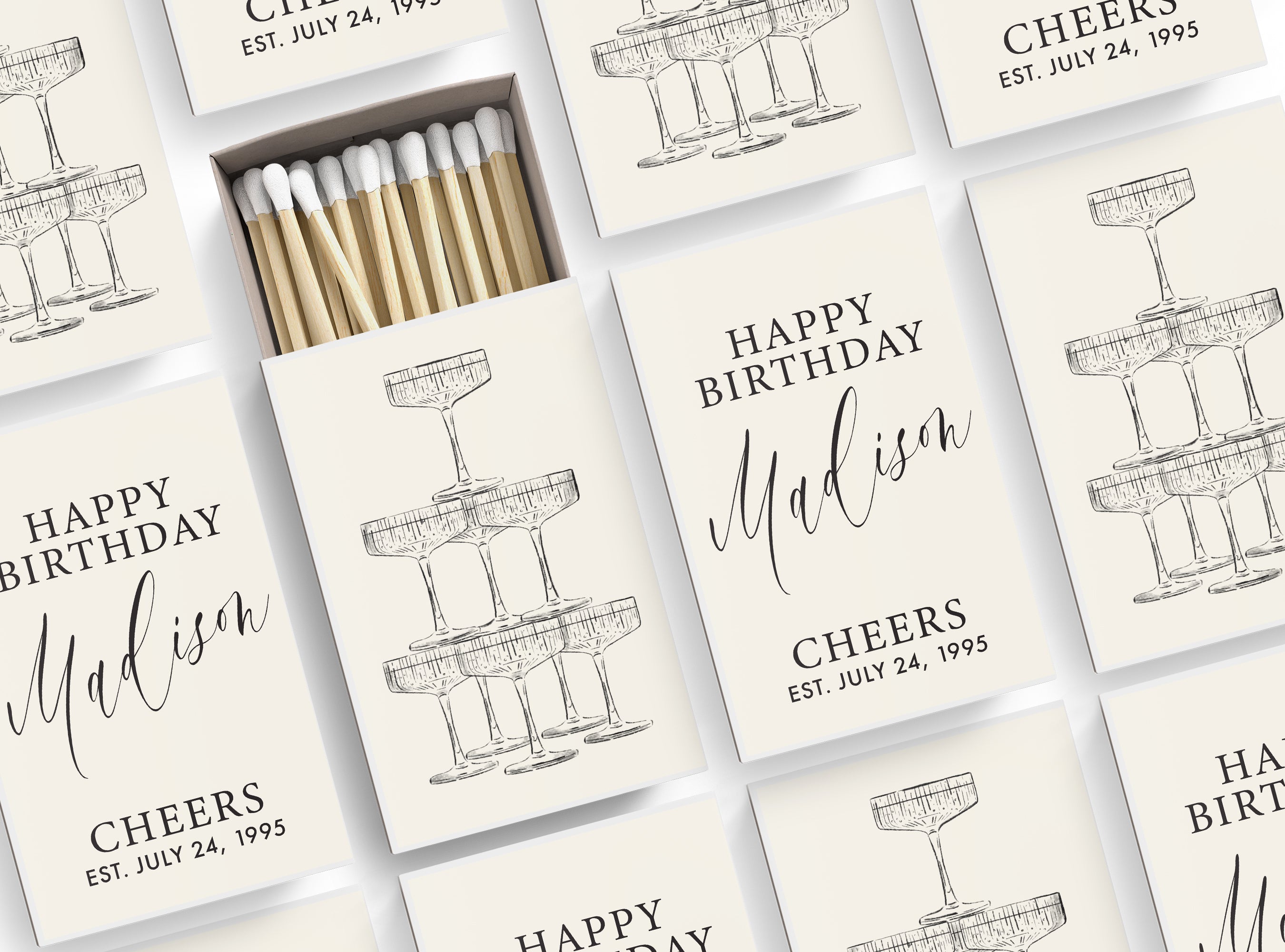 Matches – Birthday Champagne Tower