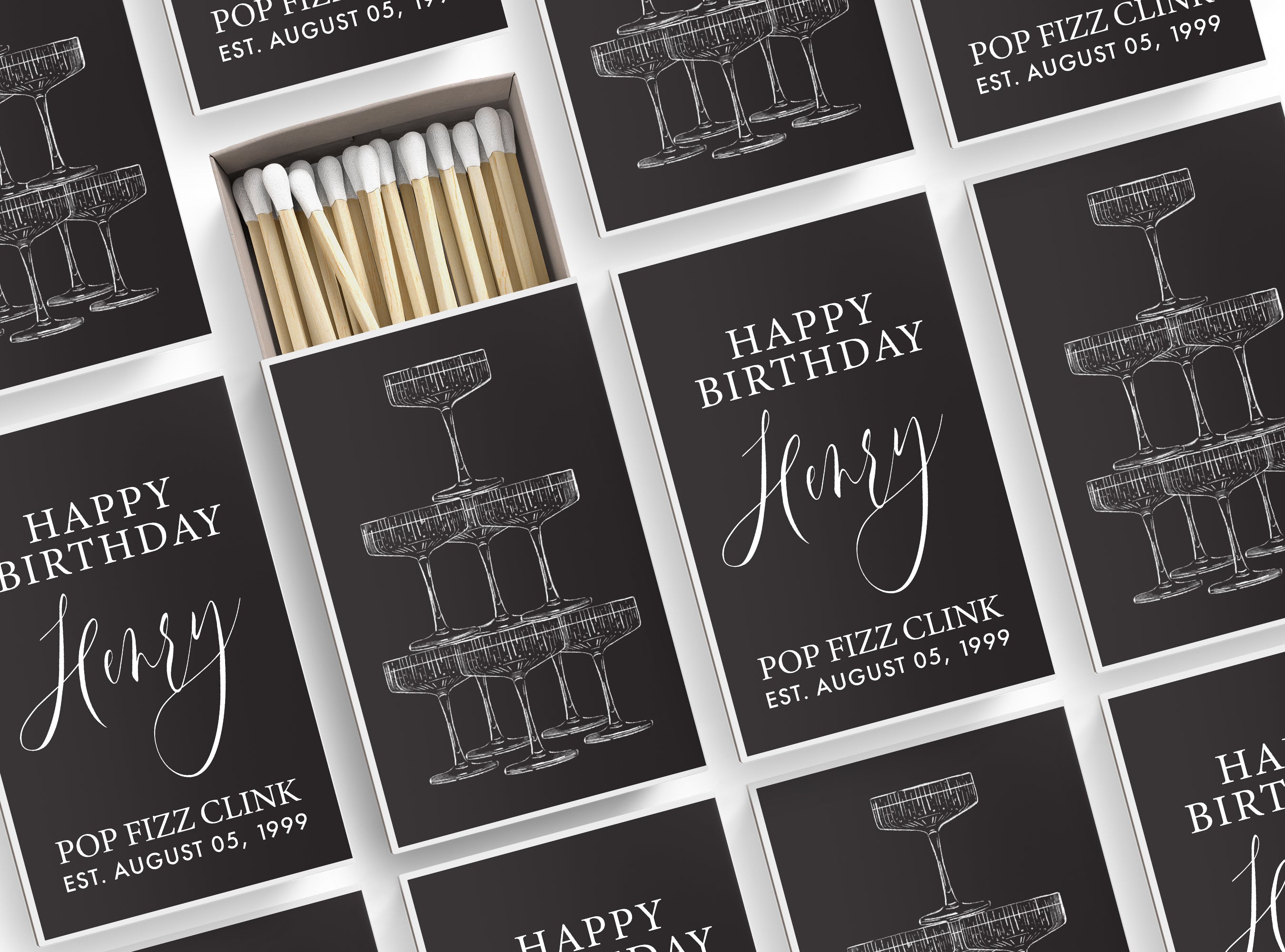 Matches – Birthday Champagne Tower