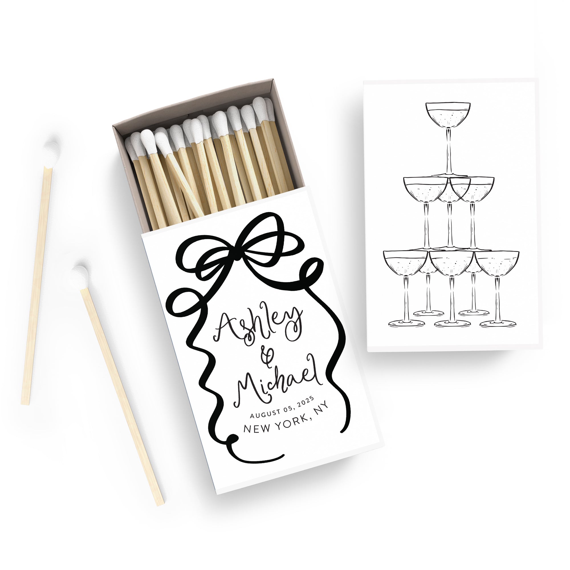 Matches – Ribbon & Bow Champagne Tower