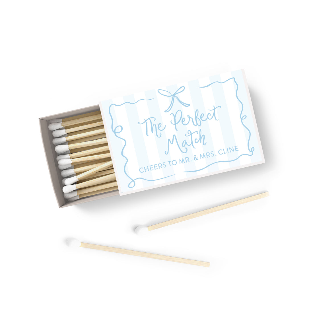 Matches – Ribbon & Bow Perfect Match - Blue Stripe