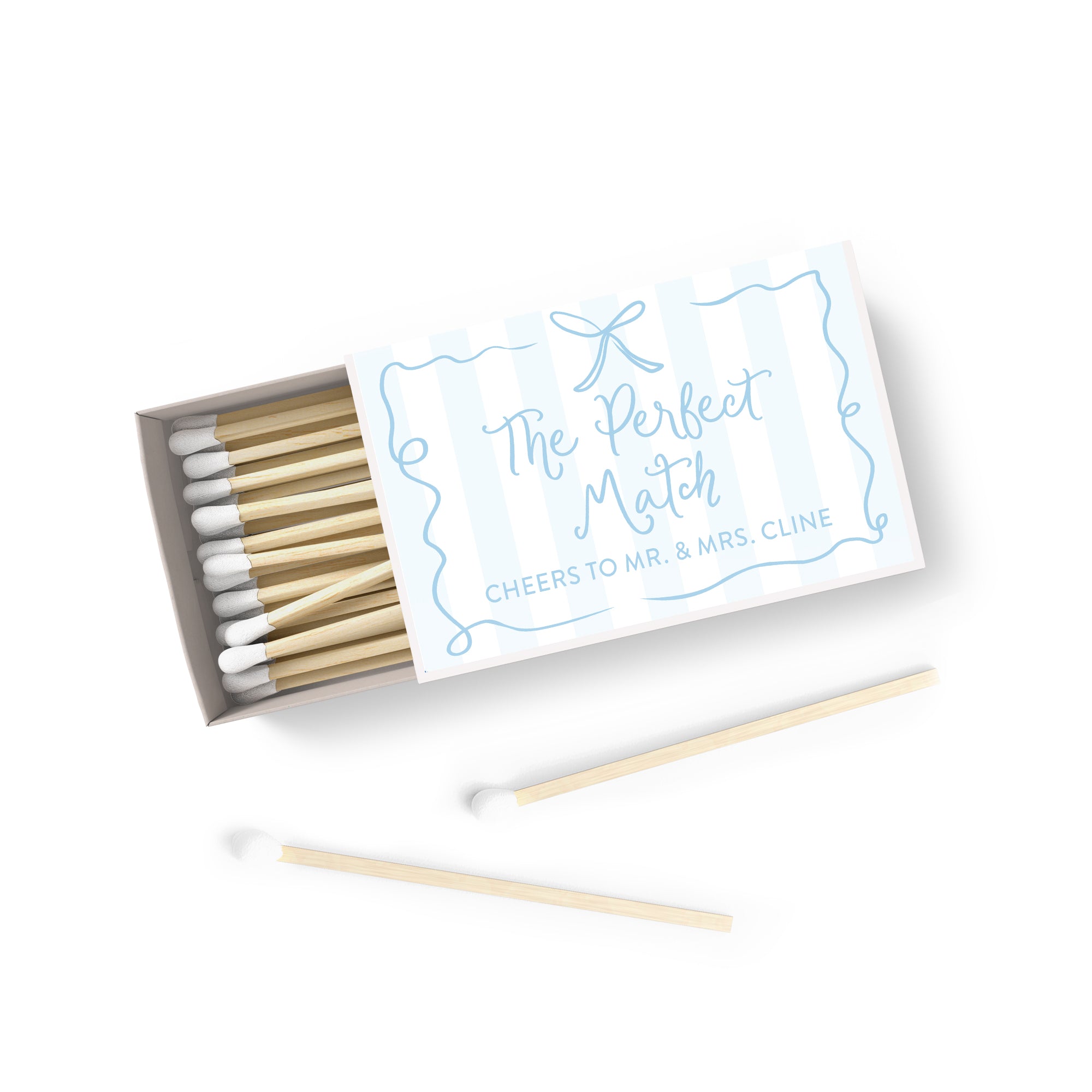 Matches – Ribbon & Bow Perfect Match - Blue Stripe