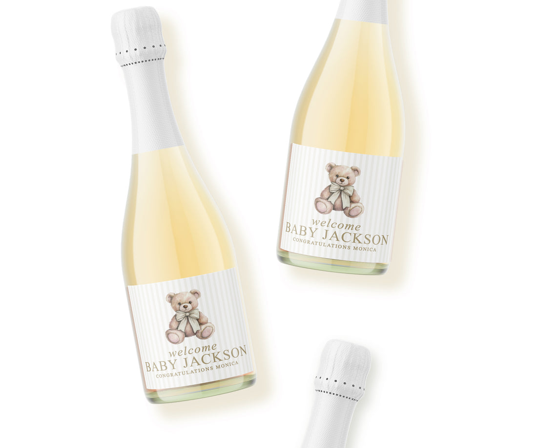 Champagne Labels – Elegant Bear – Beige