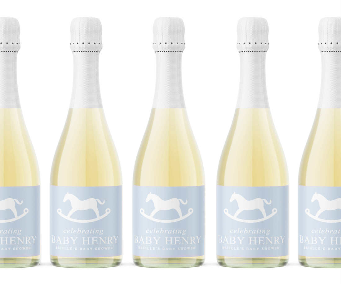 Champagne Labels – Rocking Horse – Blue