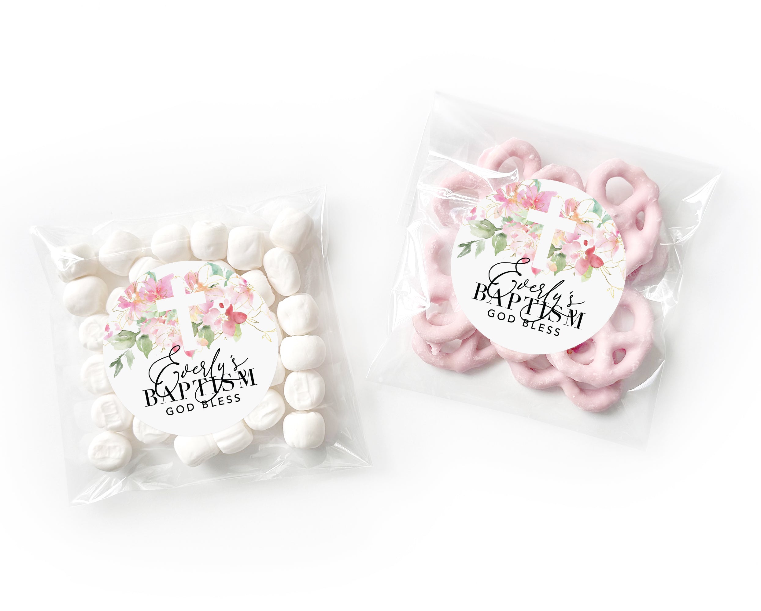 Favor Bags – Baptism Pink Floral