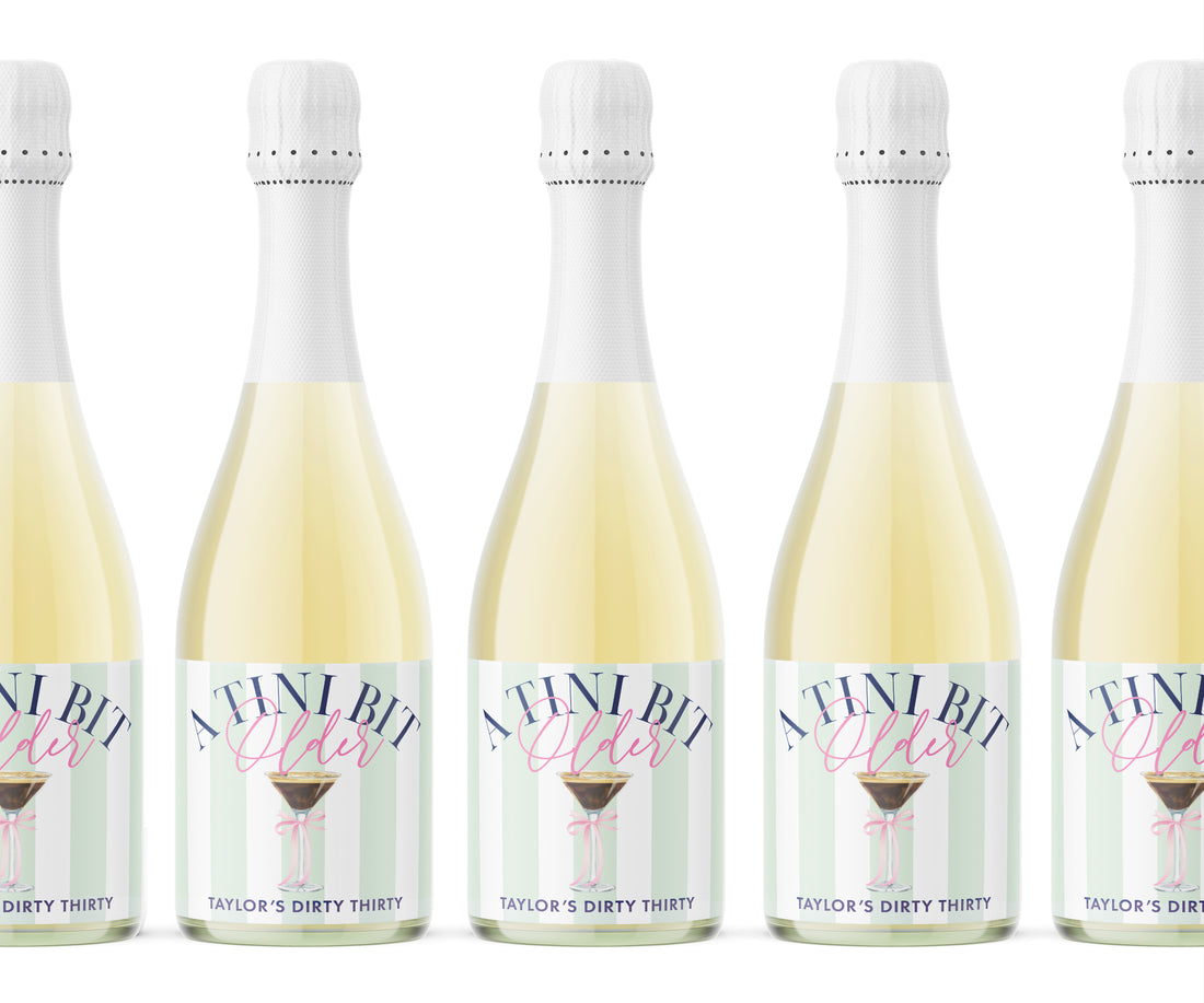 Champagne Labels – A Tini Bit Older Espresso – Green Stripe