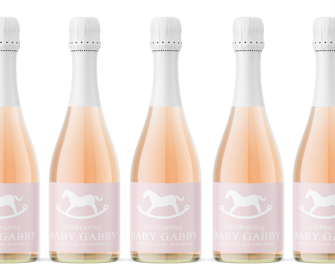 Champagne Labels – Rocking Horse – Pink