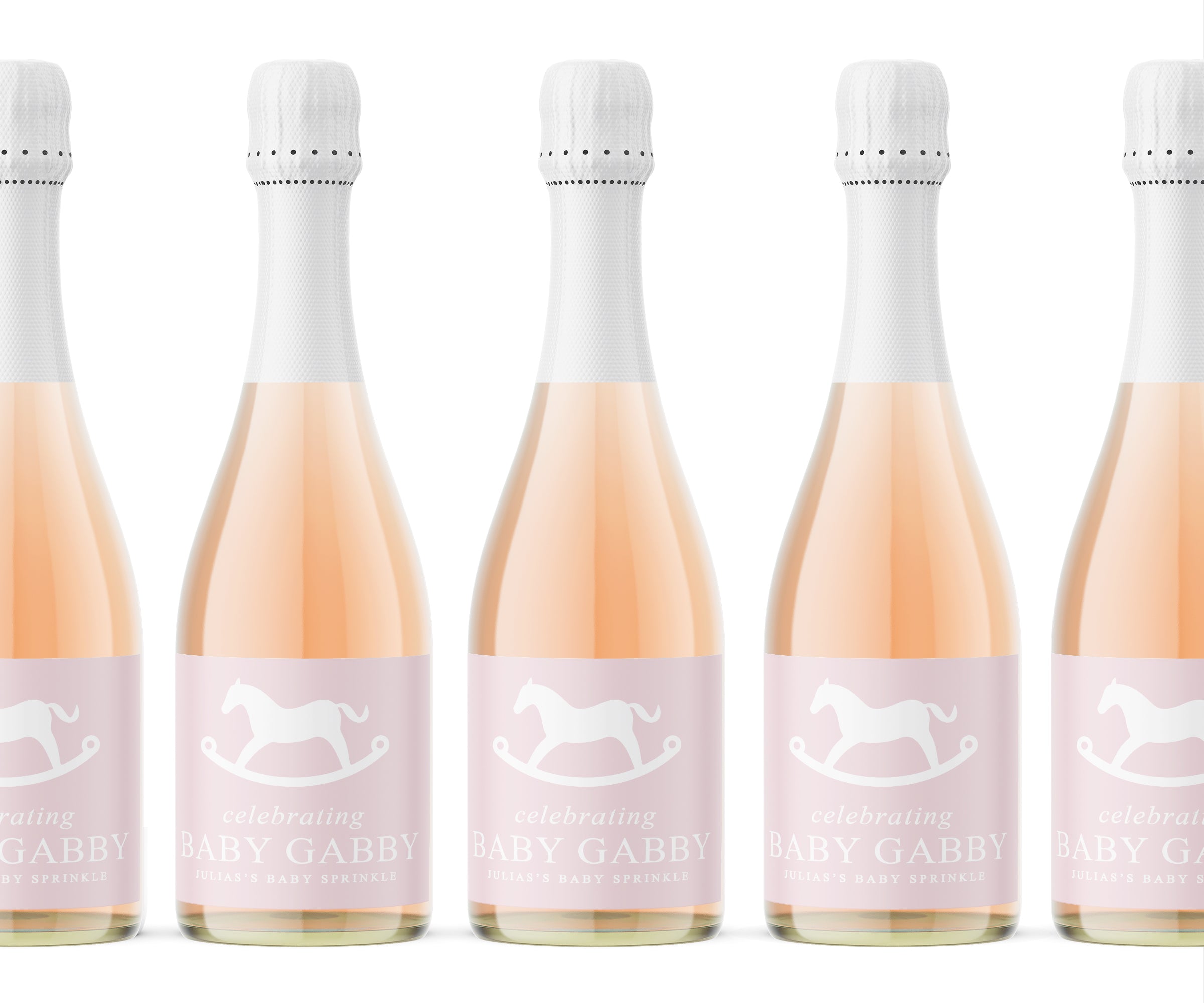 Champagne Labels – Rocking Horse – Pink