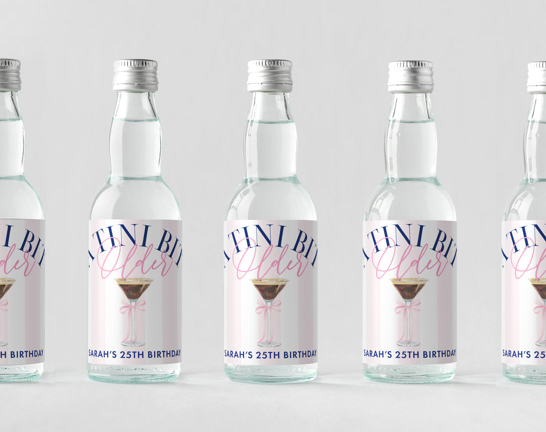 Champagne Labels – A Tini Bit Older Espresso – Pink Stripe