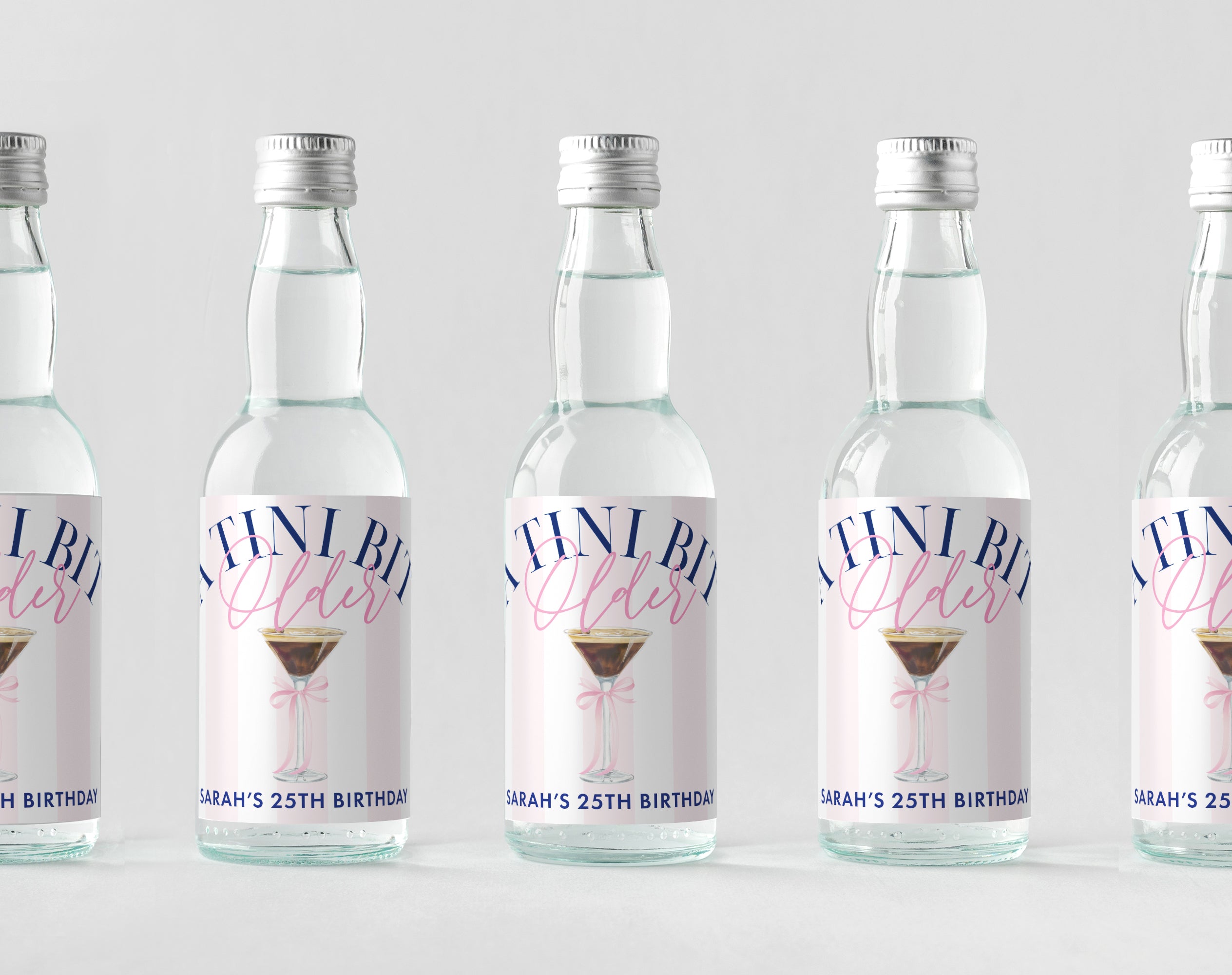 Champagne Labels – A Tini Bit Older Espresso – Pink Stripe