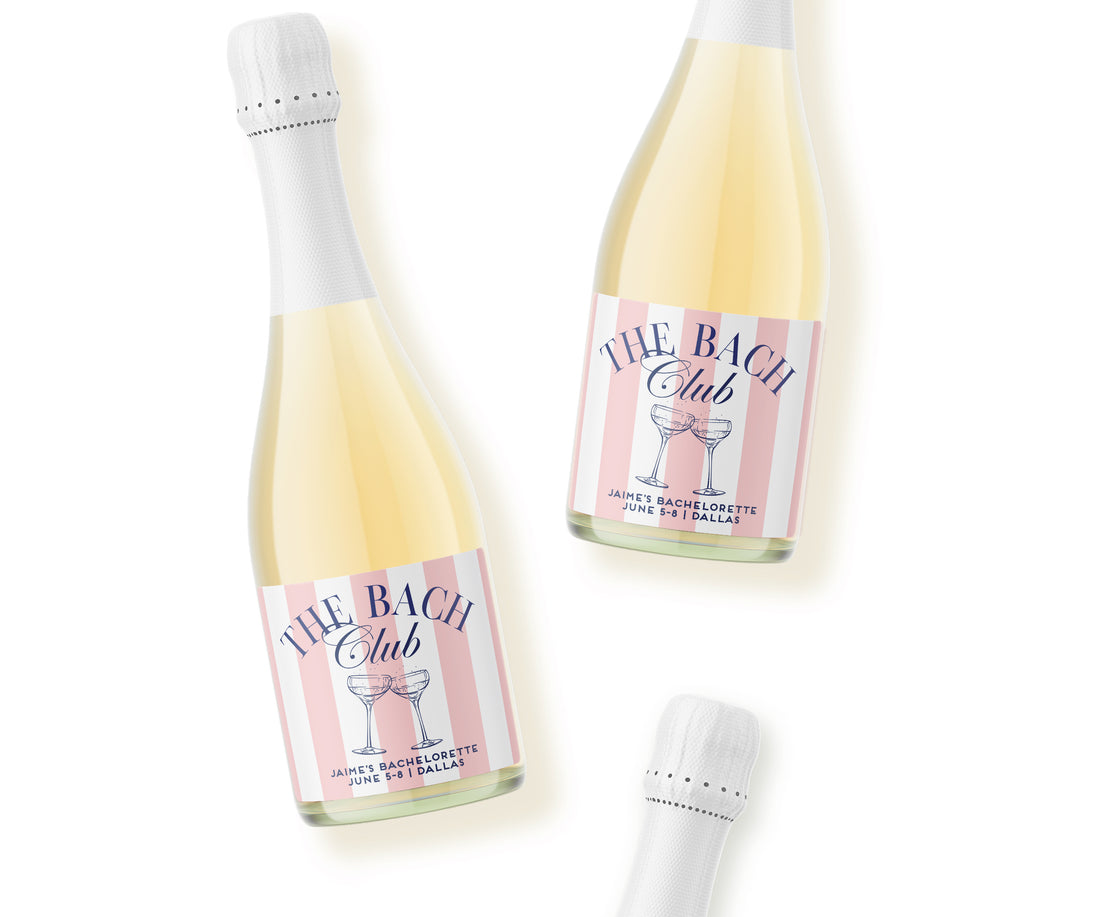 Champagne Labels – Bach Club Pink & Navy Coupes