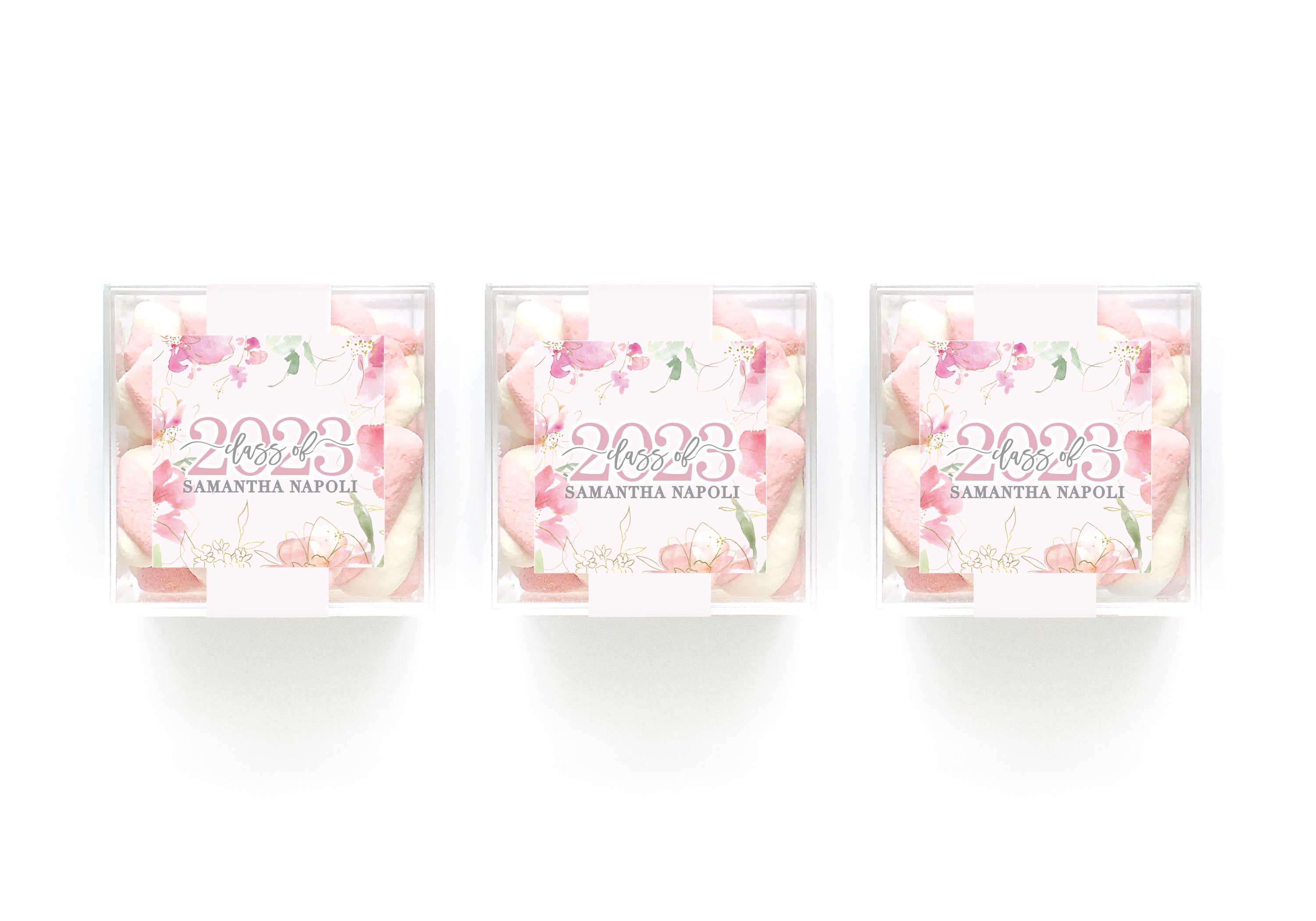 Floral Graduation Favor Boxes – Clear Cubes – Modern Favors