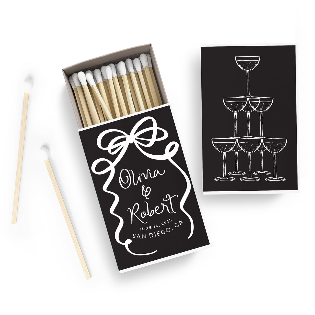 Matches – Ribbon & Bow Champagne Tower