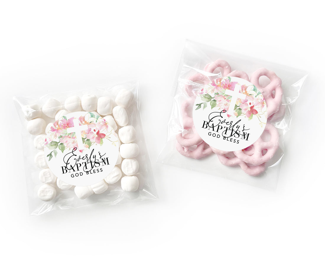 Favor Bags – Baptism Pink Floral