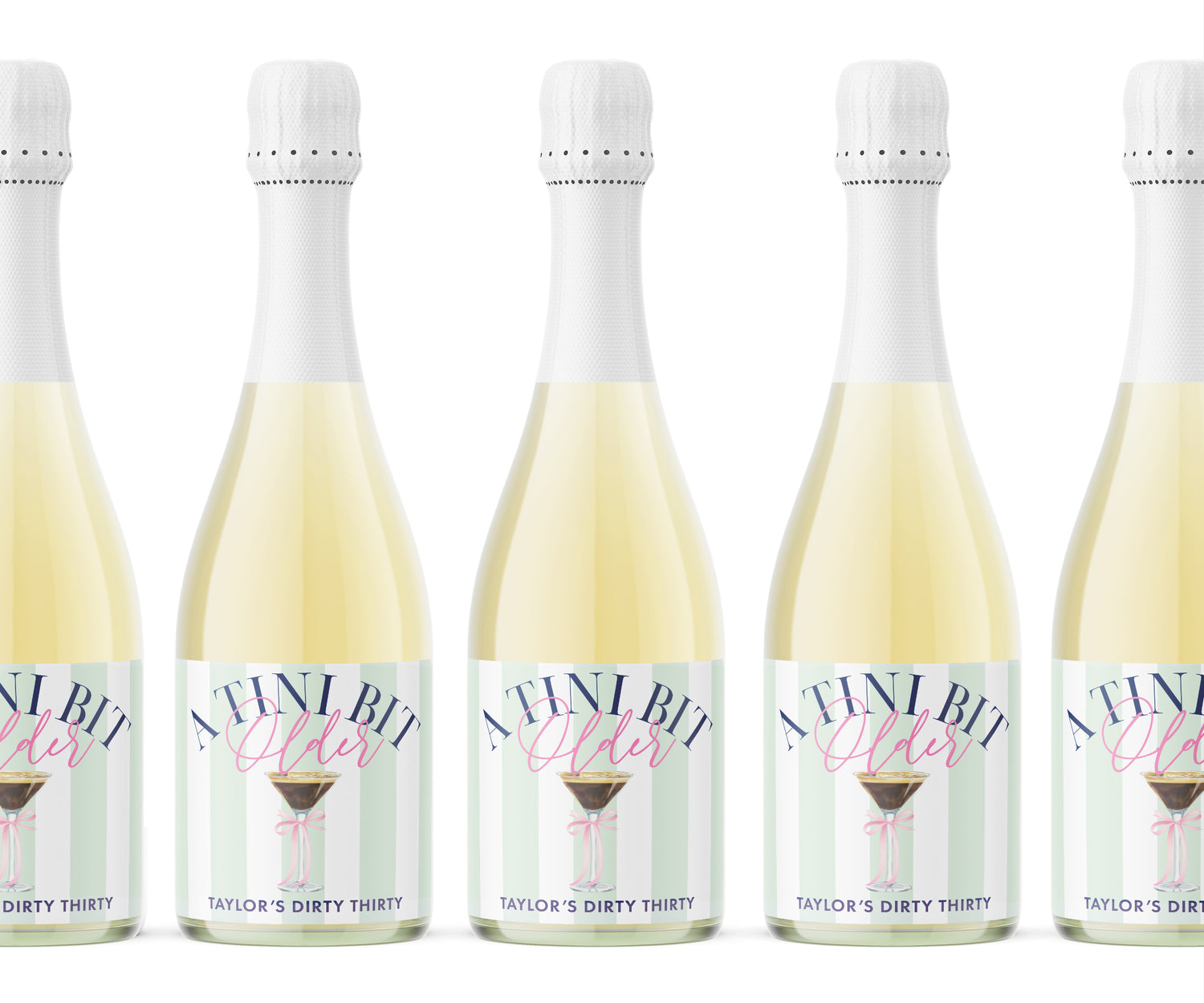 Champagne Labels – A Tini Bit Older Espresso – Green Stripe